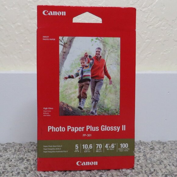 Canon* Sealed Box Inkjet Photo Paper Plus Glossy‎ II 4" x 6"~ 100 Sheets - Picture 1 of 6